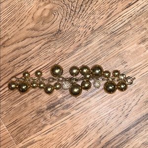 J Crew Gold & Crystal Ball Bracelet